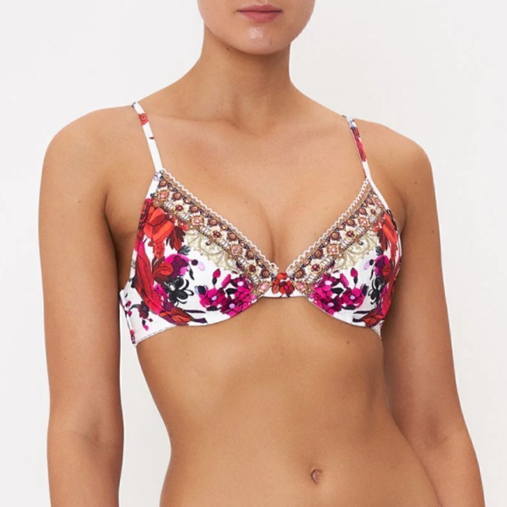 Camilla "Reign Of Roses" Underwire Swimsuit Bikini Top, Multicolor